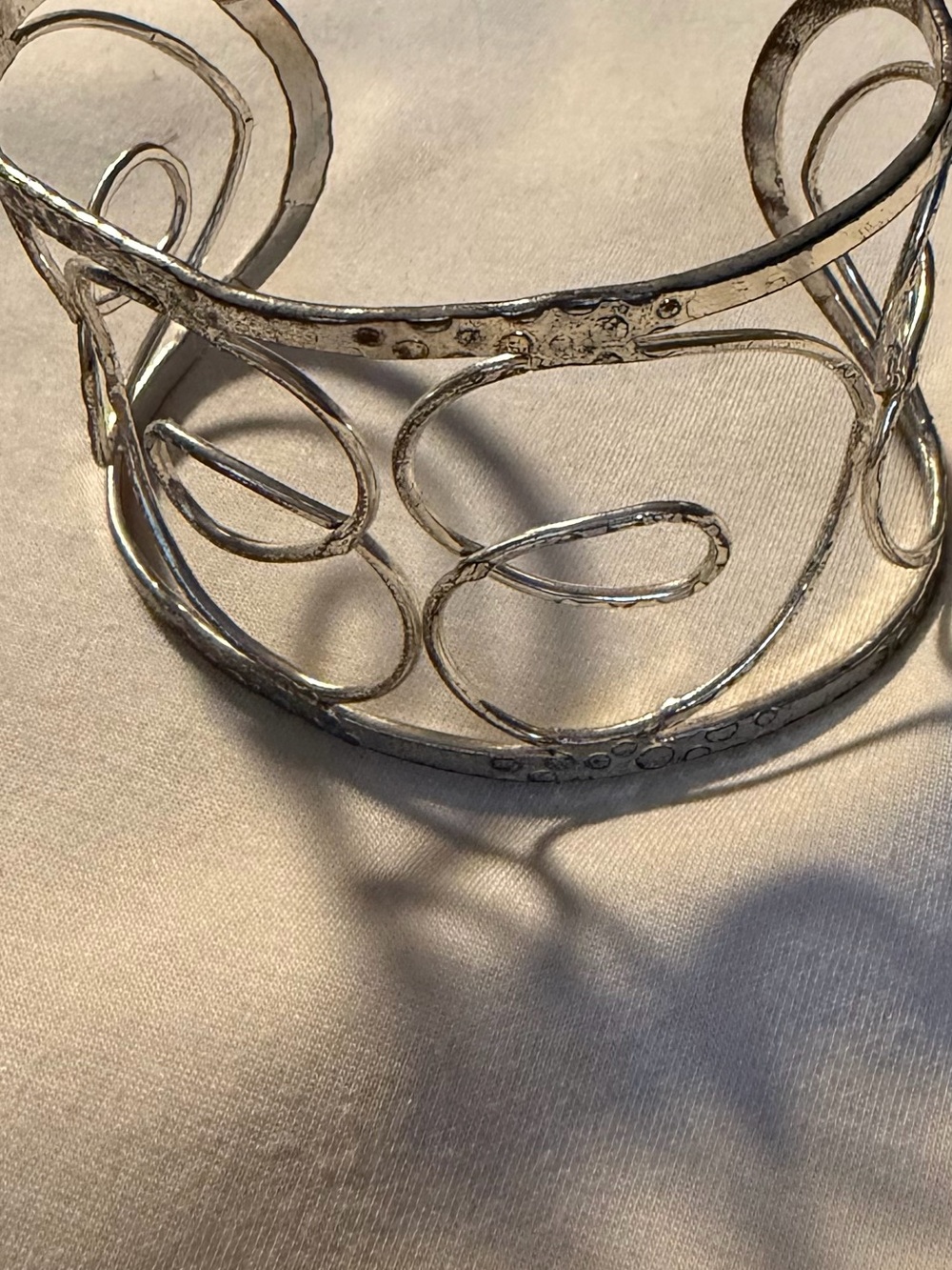 Silver Openwork Swirl Cuff Bracelet - Women Accessories